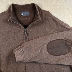 Cremieux‎ Sweater Quarter Zip Brown Elbow Patches Pullover LS Casual Men's XXL